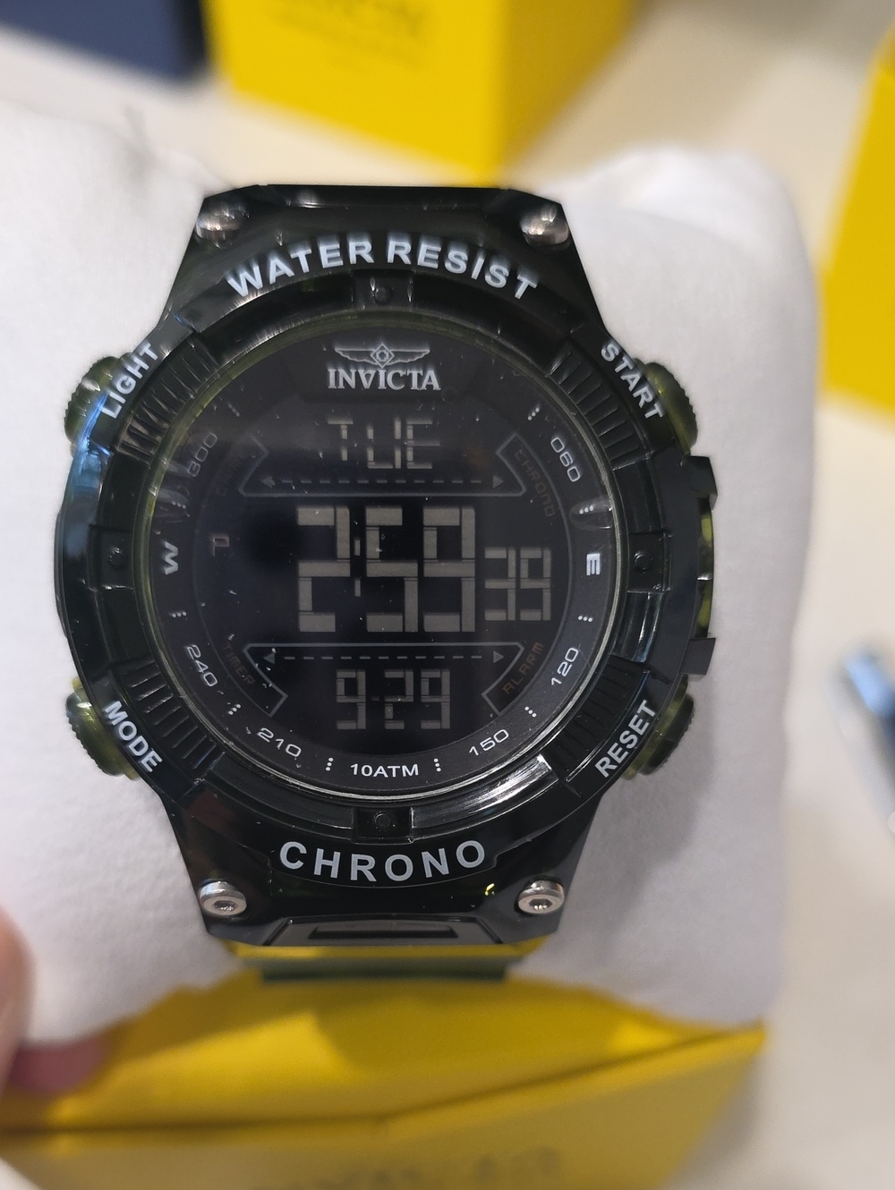 843.  Invicta Racing Burnout Digital Men's Watch - 52mm. Transparent, Dark Green